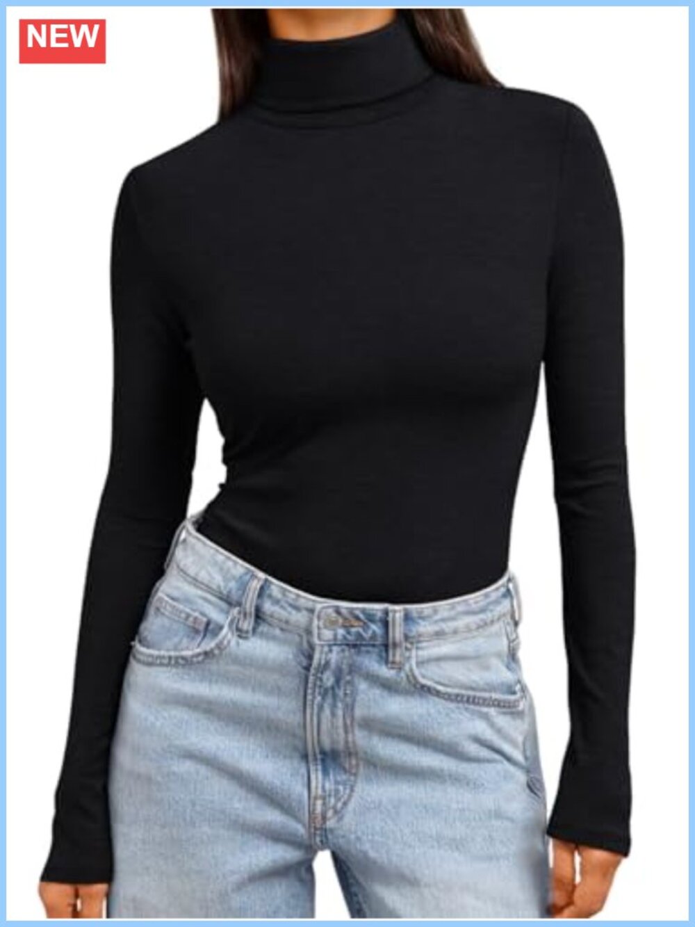 Womens Turtleneck Long Sleeve Slim Fit Tunic Top